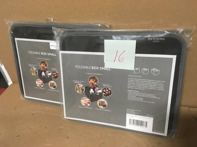 2X MEYLIVING Small Foldable Super Strong Tote-Box 12.6L x 10.4 W x 10.8D BLK n very good condition
