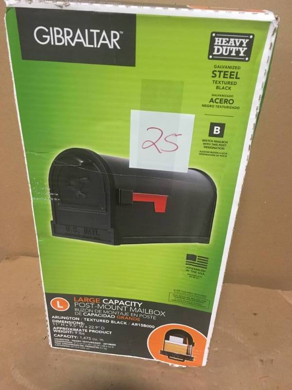 Gibraltar Mailboxes Arlington Premium Steel Post-Mount Mailbox, Black not used