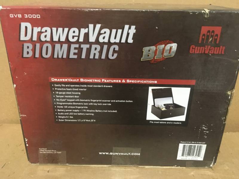 GunVault DrawerVault Biometric Personal Security Handgun Safe with Fingerprint Reader in very good condition