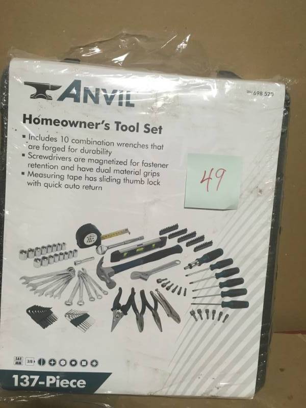 ANVIL 38 in. Drive SAE and Metric Homeowners Tool Set (137-Piece) in very good condition