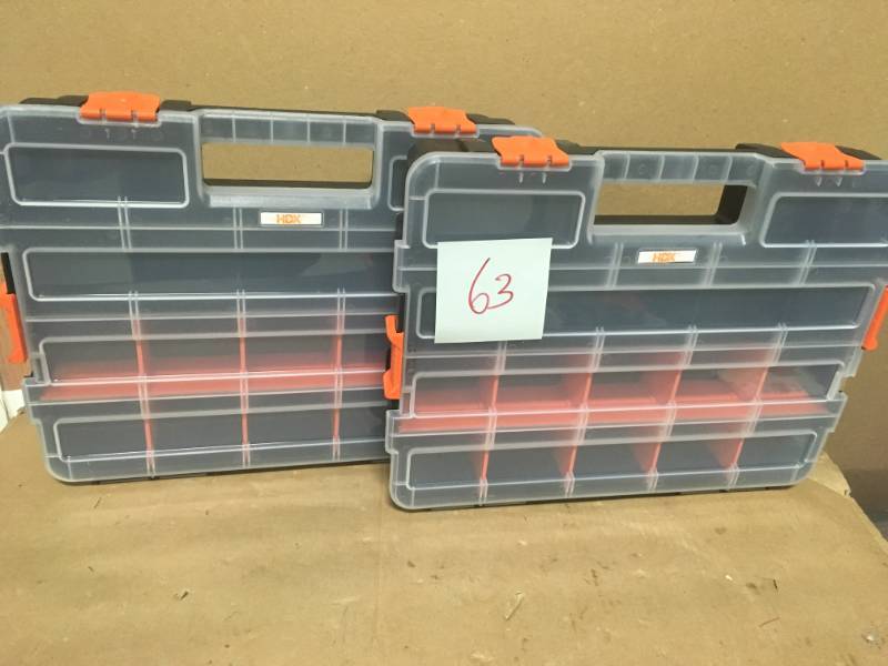 HDX 15-Compartment Interlocking Small Parts Organizer in Black (2-Pack) in very good condition