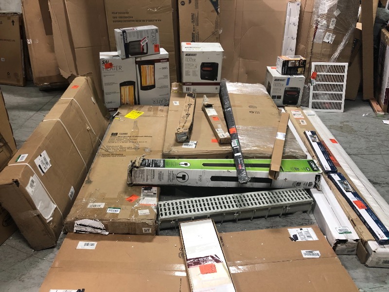 WHOLESALE MIXED LOT  OF RETURNS FIRES PLACES, FURNITURES, HEATHER AND MORE