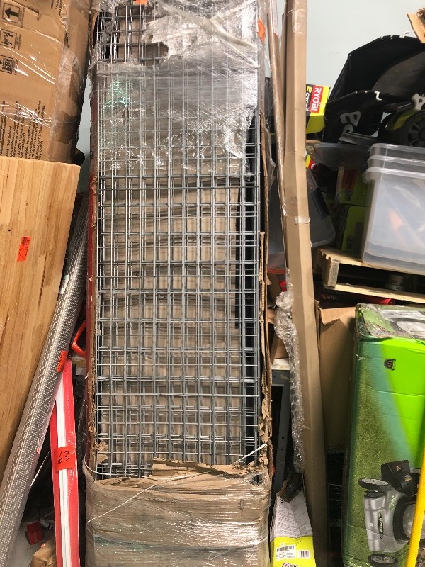 Husky  90 in. H x 90 in. W x 24 in. D 5 Shelf Welded Steel Shelving Unit with Wire Deck in Black  whit wire damage stock photo used to display the unit