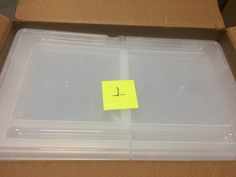 IRIS 44 Qt. Split-Lid Letter Size File Storage Box in Clear (5-Pack) not used