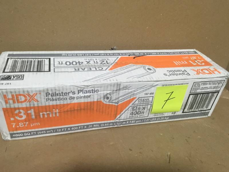 HDX 12 ft. x 400 ft. 0.31 mil High Density Painters Plastic Sheeting not used