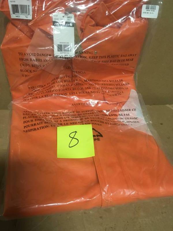 Carhartt Men�s Medium Tall Orange PVCPolyester Surrey Coat in very good condition