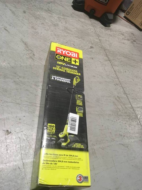 RYOBI ONE 18-Volt Lithium-Ion Electric Cordless String Trimmer 2.0 Ah Battery and Charger Included in very good condition