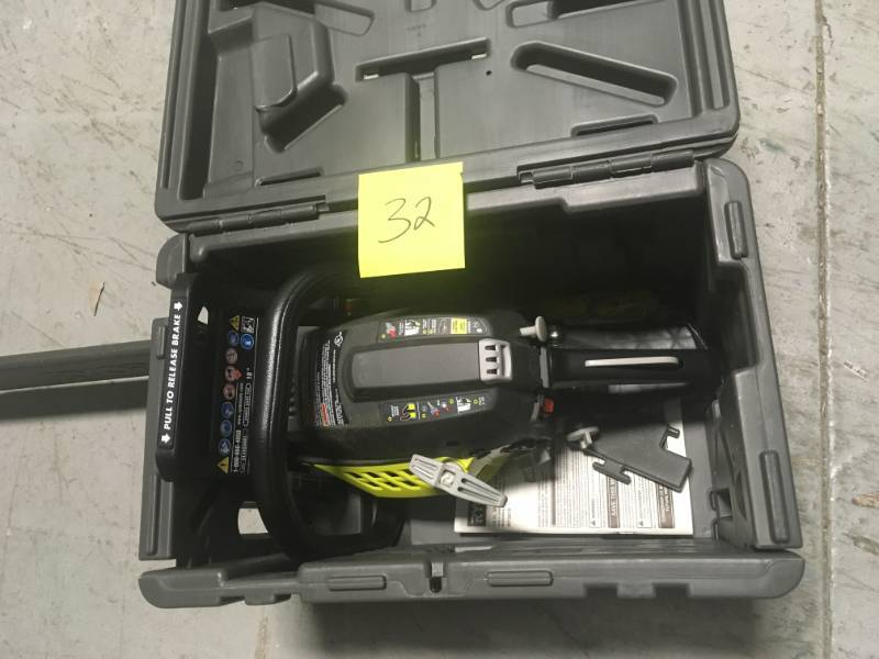 RYOBI 18 in. 38cc 2-Cycle Gas Chainsaw with Heavy Duty Case in very good condition