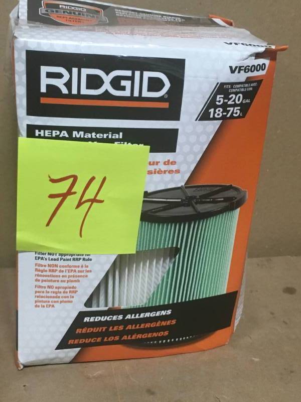 RIDGID 5-Layer Allergen Pleated Paper Filter for 5.0 Plus Gal. RIDGID WetDry Vacs in very good condition