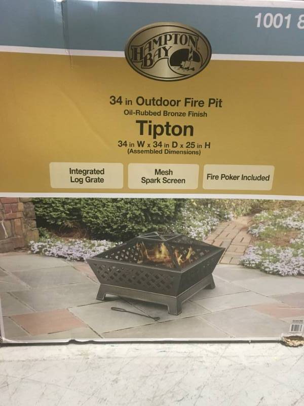 Hampton Bay Tipton 34 In Steel Deep Bowl Fire Pit In Oil Rubbed