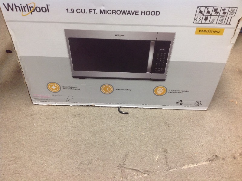 Whirlpool 1.9 cu. ft. Over the Range Microwave in Fingerprint Resistant Stainless Steel with Sensor Cooking in good conditions
