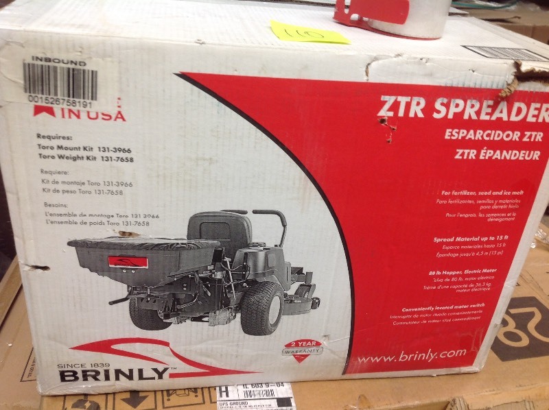 Brinly-Hardy Rear Mounted ZTR Spreader in good conditions