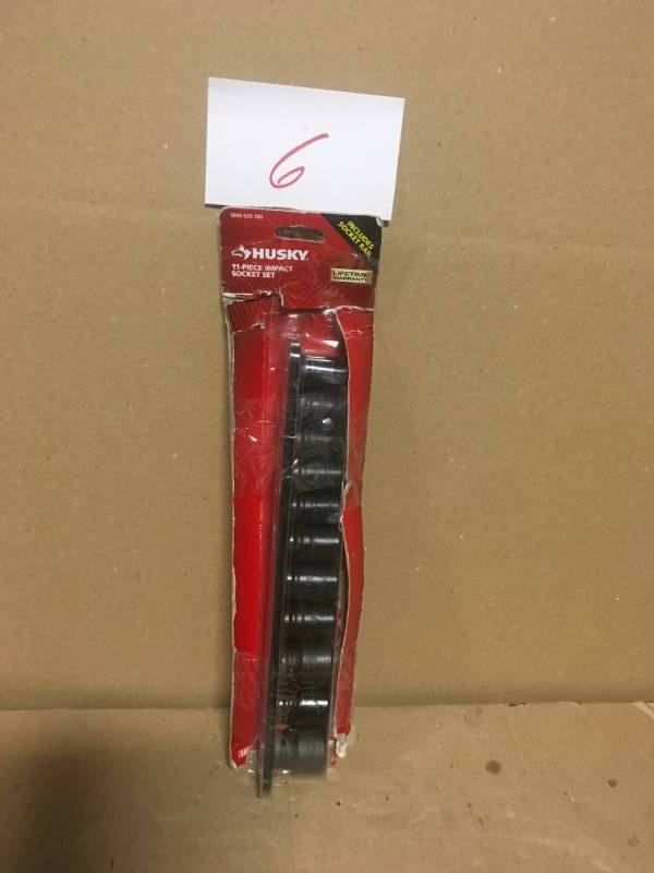 lot 6 image: Husky 12 in. Drive Standard SAE Impact Socket Set (11-Piece) in good condition