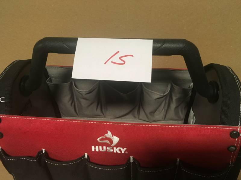 lot 15 image: Husky 17 in. Open Tool Tote HANDLE DAMAGE in good condition