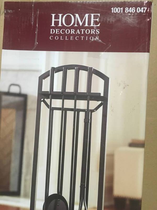 lot 49 image: Home Decorators Collection 5-Piece Fireplace Tool Set in Black in good condition