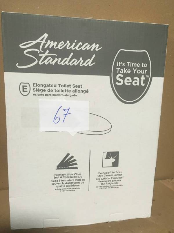 lot 67 image: American Standard Champion Top Mount Telescoping Slow Close EverClean Elongated Closed Front Toilet Seat in White in good condition