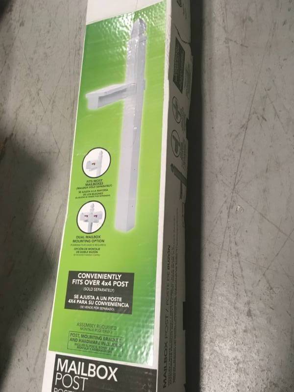 lot 95 image: Gibraltar Mailboxes Whitley Plastic Post Mailbox, White in good condition
