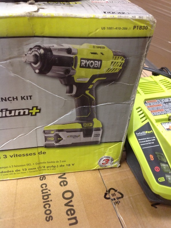 lot 112 image: RYOBI 18-Volt ONE 3-Speed Lithium-Ion 12 in. Cordless Impact Wrench Kit in good conditions
