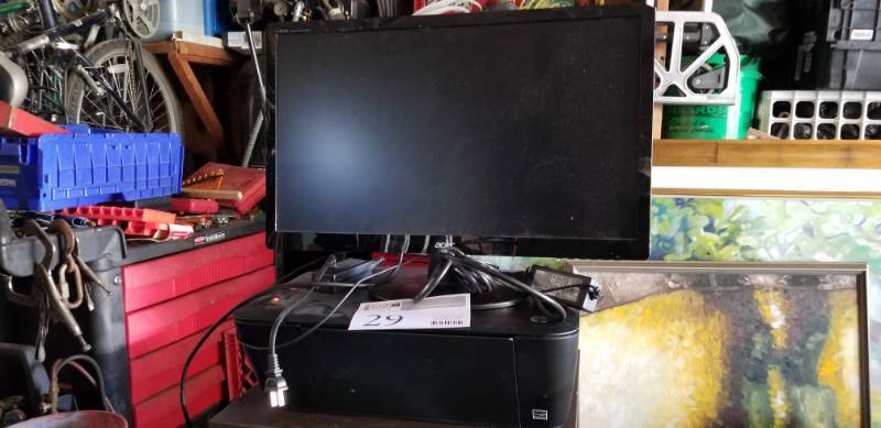 lot 29 image: HP Deskjet 2540 All-in-One Series Printer and Acer LCD Backlit Computer Monitor S220HQL