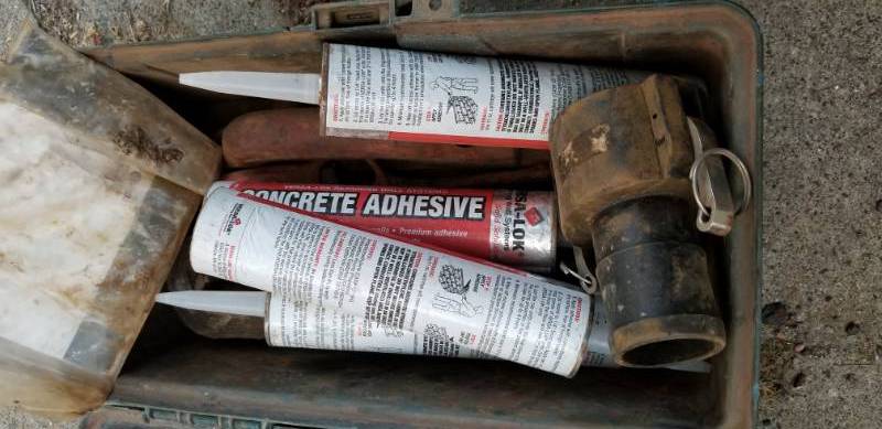 lot 45 image: Concrete Adhesive Tubes, Wood Sanding Block