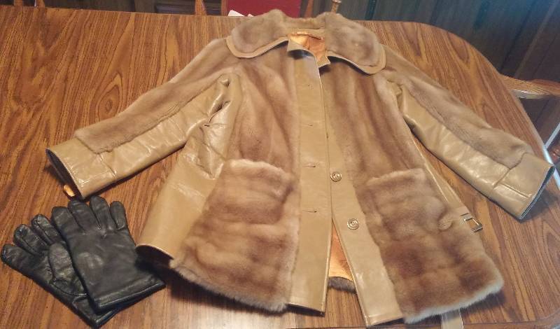 lot 161 image: Vintage Authentic Mink Coat and Leather Gloves