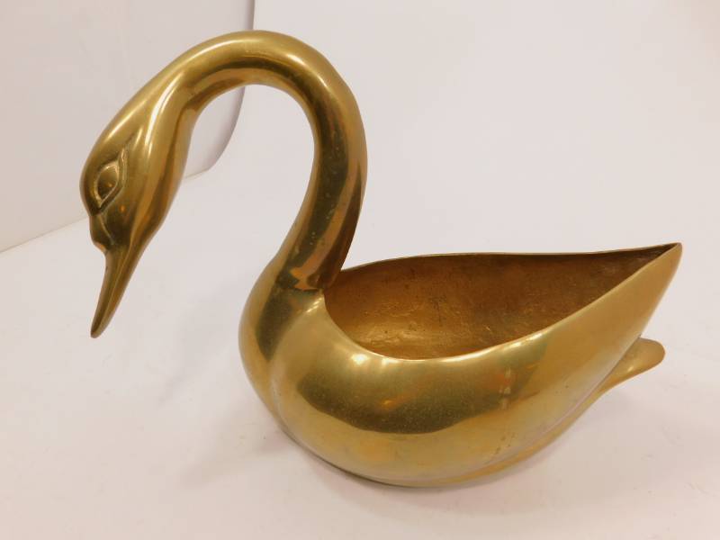 Large Brass Swan