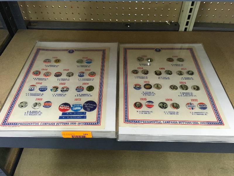 lot 333 image: 1936-1972 & 1896-1932 Presidential Campaign Buttons