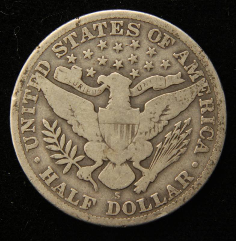 lot 09 image: 1912-S BARBER SILVER HALF DOLLAR