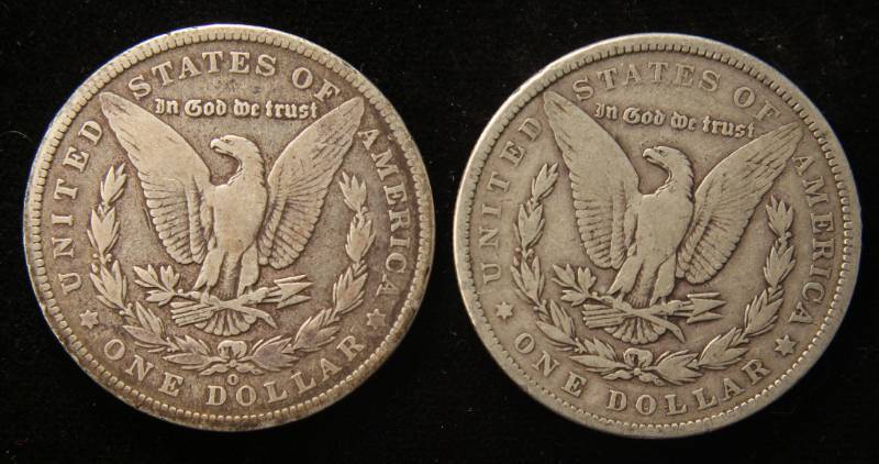 lot 17 image: 2 MORGAN SILVER DOLLARS 1883 1889-O