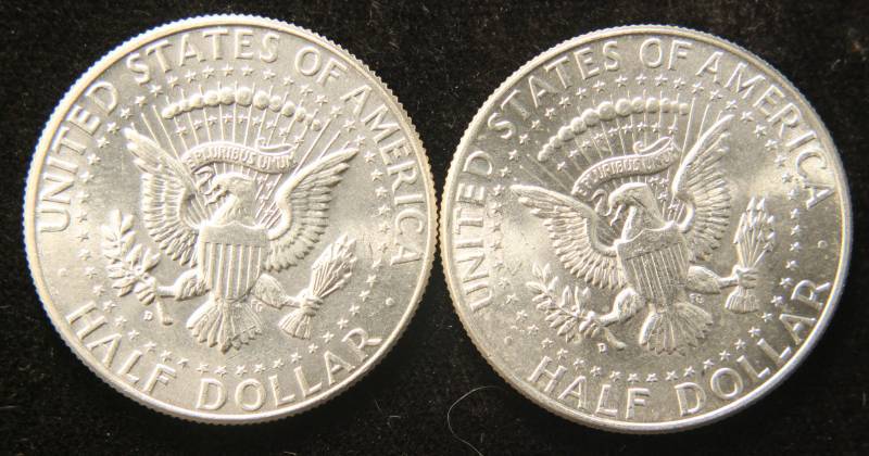 lot 38 image: 2 BU-UNC 1964 KENNEDY SILVER HALF DOLLARS