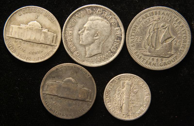 lot 47 image: GROUP OF 5 COINS AS PICTURED SILVER CANADA