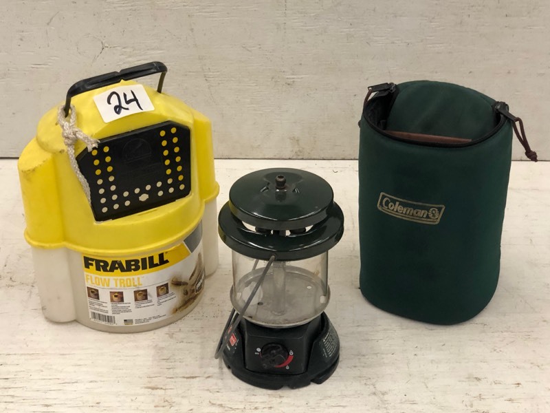 lot 24 image: Frabill Minnow Bucket & Coleman Camp Lantern