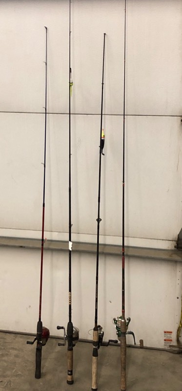 lot 28 image: Lot Of (4) Fishing Rods With Reels