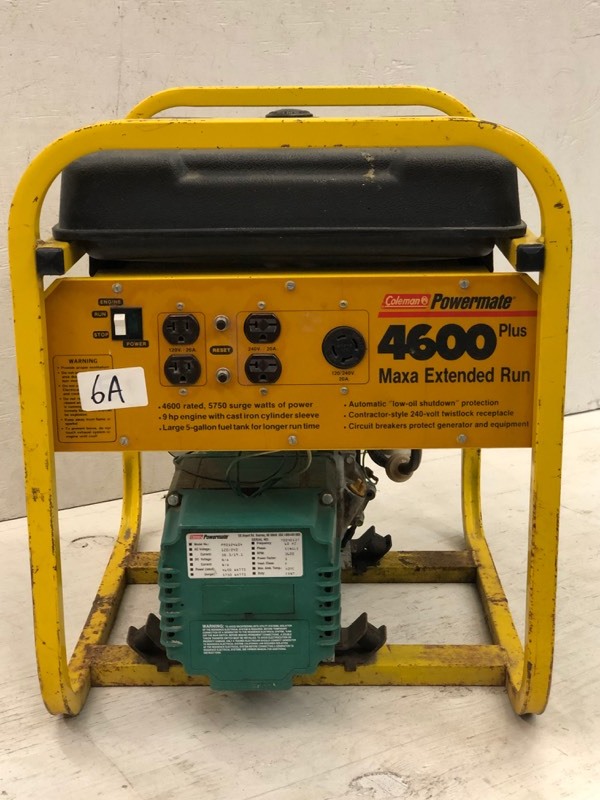 lot 6A image: Coleman Powermate 4600-Plus Generstor