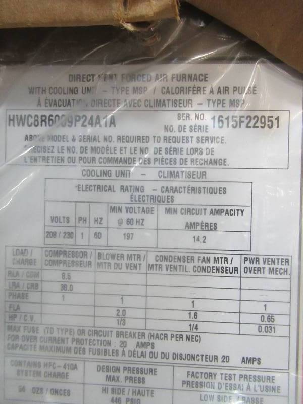 Magic Pak Direct Vent Air Forced Furnace, HWC8R6009P24A1 - NEW | MN HOME  OUTLET BURNSVILLE BOILERS, WATER HEATERS AND HVAC | K-BID