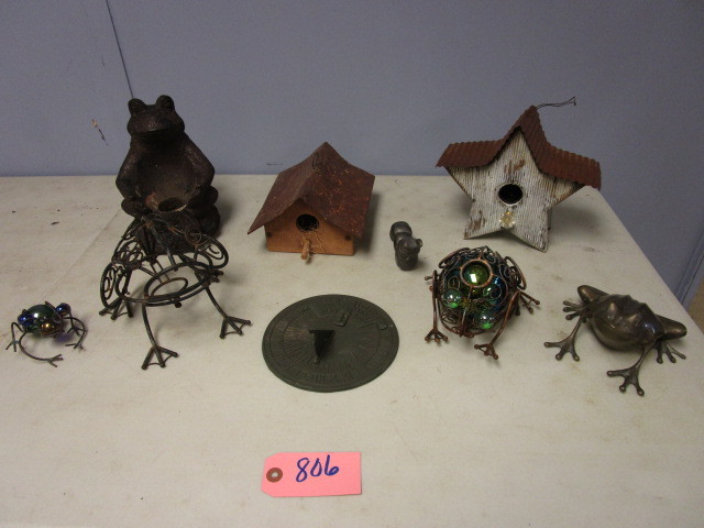 lot 806 image: FROG STATUES AND BIRD HOUSES