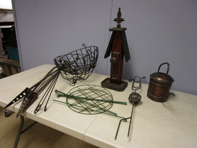 lot 812 image: PLANTER BASKETS, HOOKS AND BIRD FEEDER
