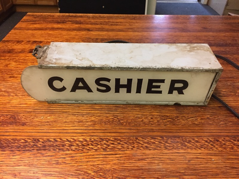 lot 28 image: Vintage Cashier Sign
