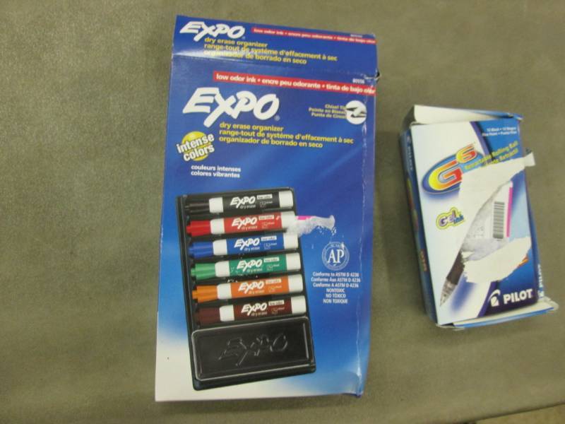 lot 11 image: Pilot G6 Black Roller Pens, Expo Dr...