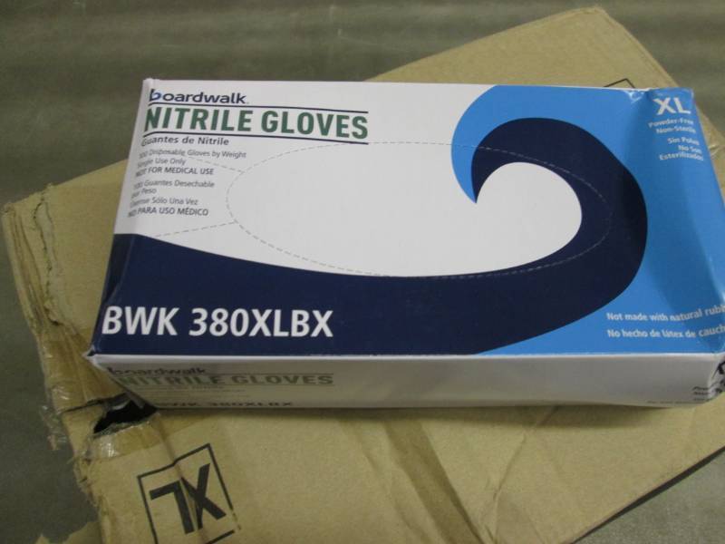 lot 164 image: 9 Boxes Boardwalk Nitrile Gloves XL...