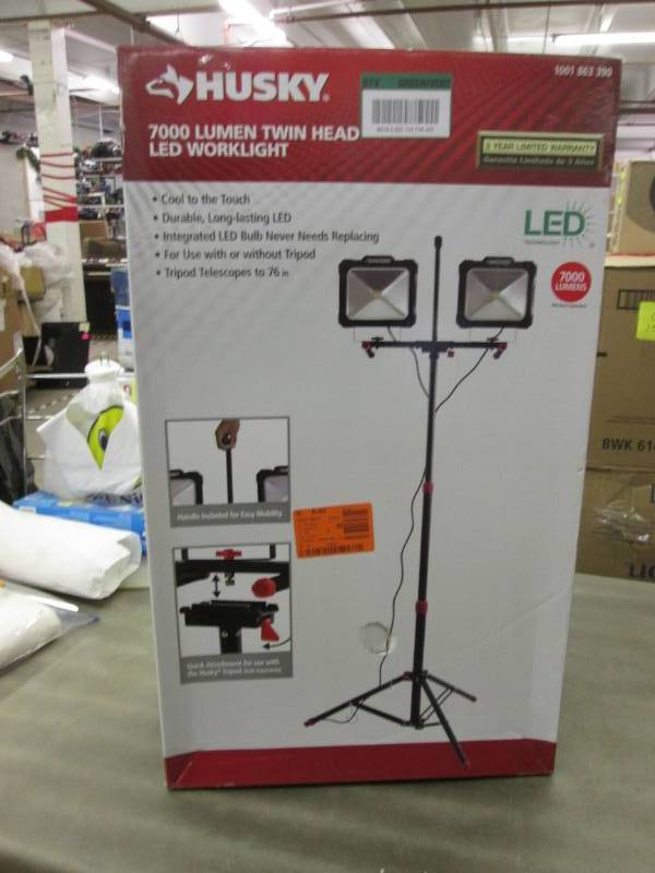 lot 248 image: Husky 7000-Lumen Twin-Head LED Work...