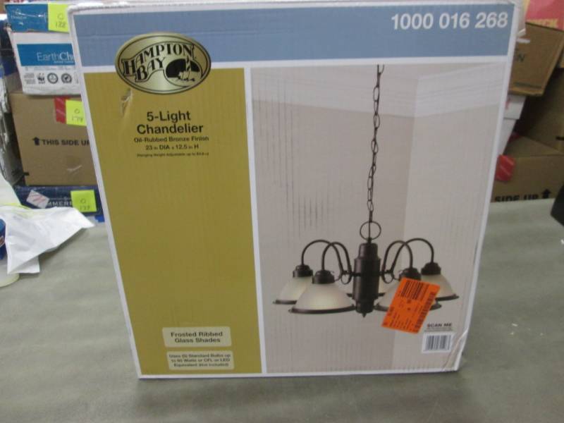 lot 249 image: Hampton Bay Halophane 5-Light Oil R...