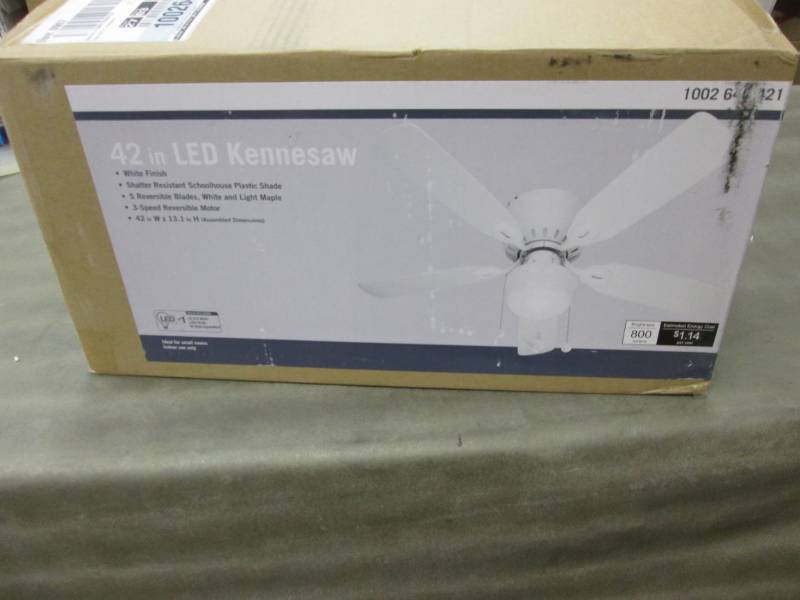lot 256 image: Kennesaw 42 in. LED Indoor White Ce...