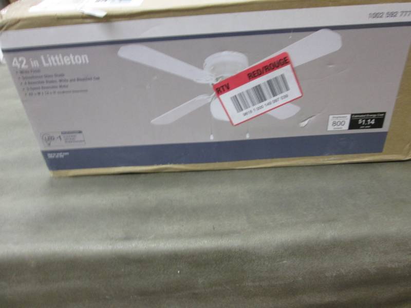 lot 261 image: Littleton 42 in. LED Indoor White C...