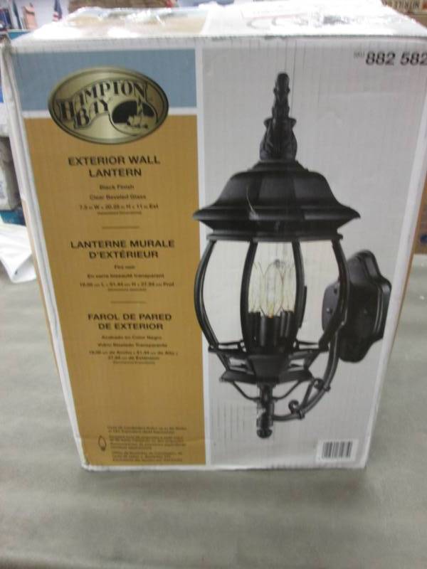 lot 264 image: Hampton Bay 3-Light Black Outdoor W...