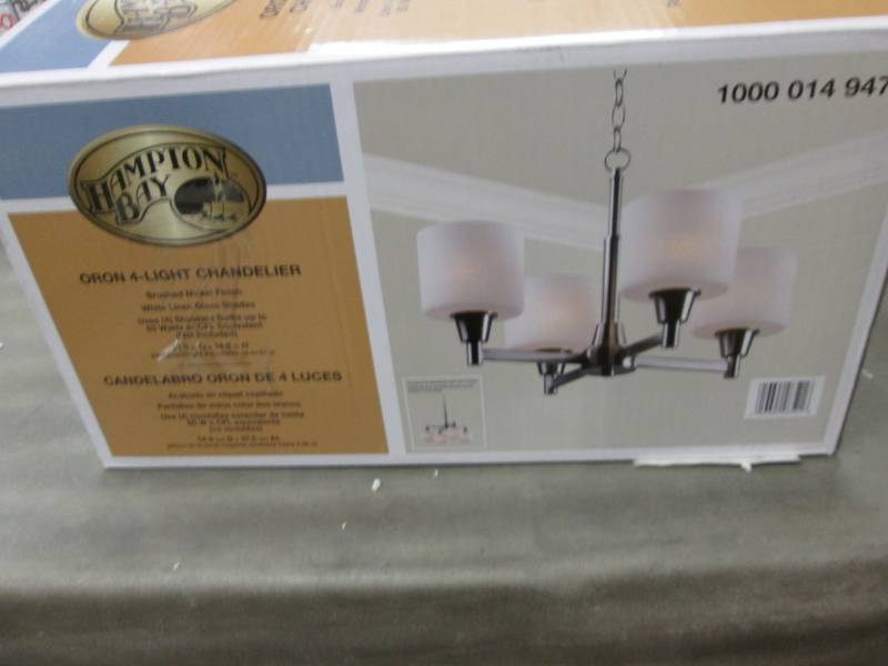 lot 277 image: Hampton Bay Oron 4-Light Brushed St...
