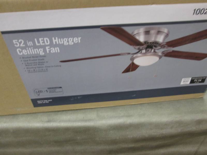 lot 290 image: Hugger 52 in. LED Indoor Brushed Ni...
