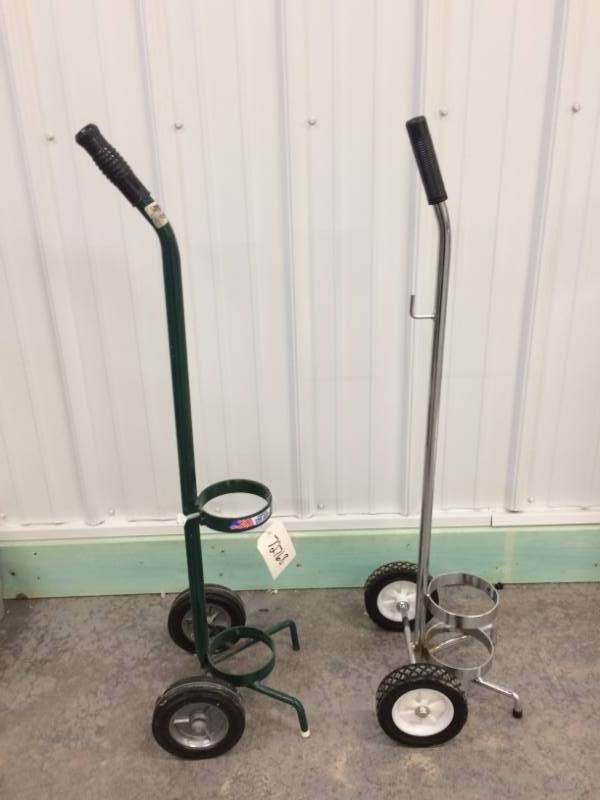 LOT OF TWO PORTABLE OXYGEN TANK CYLINDER TRANSPORTERS