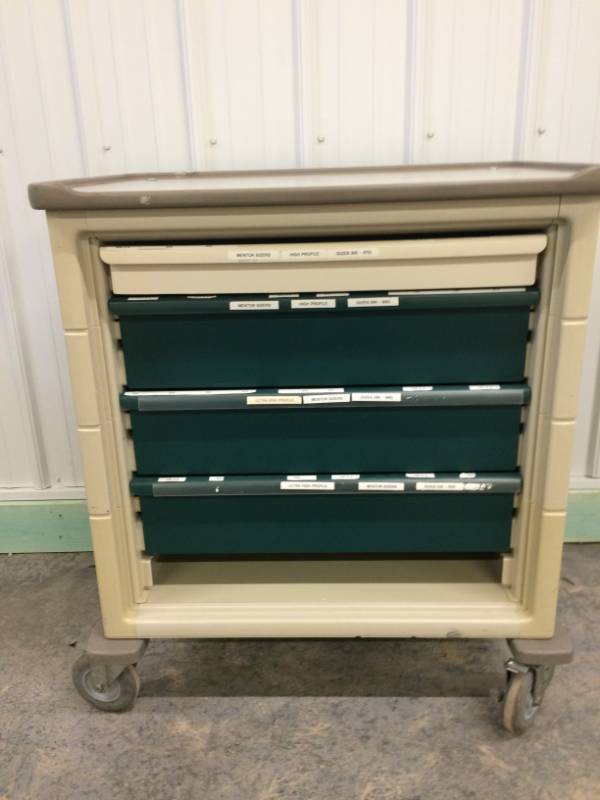 MSRP $3000 Herman Miller Milcare Medical Supply Crash Cart Clinical Storage - Built To Last A Lifetime Complete Washable Surface NO RUSTING Locking Wheels