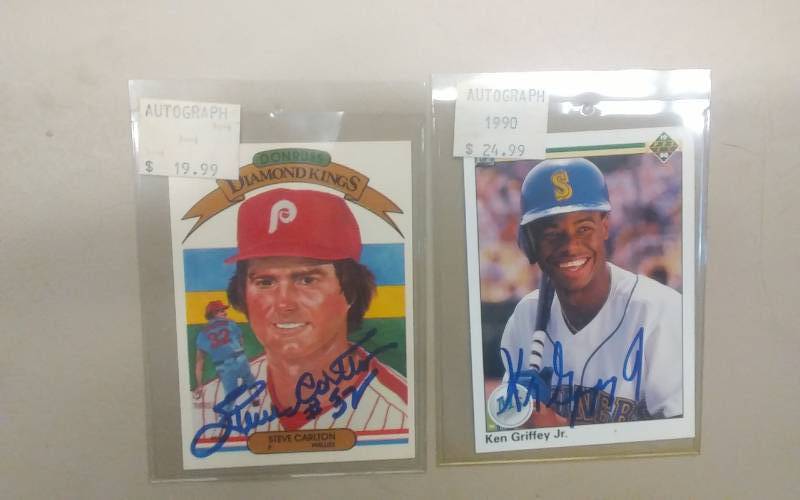 Autographed Steve Carlton, Ken Griffey Jr. Cards